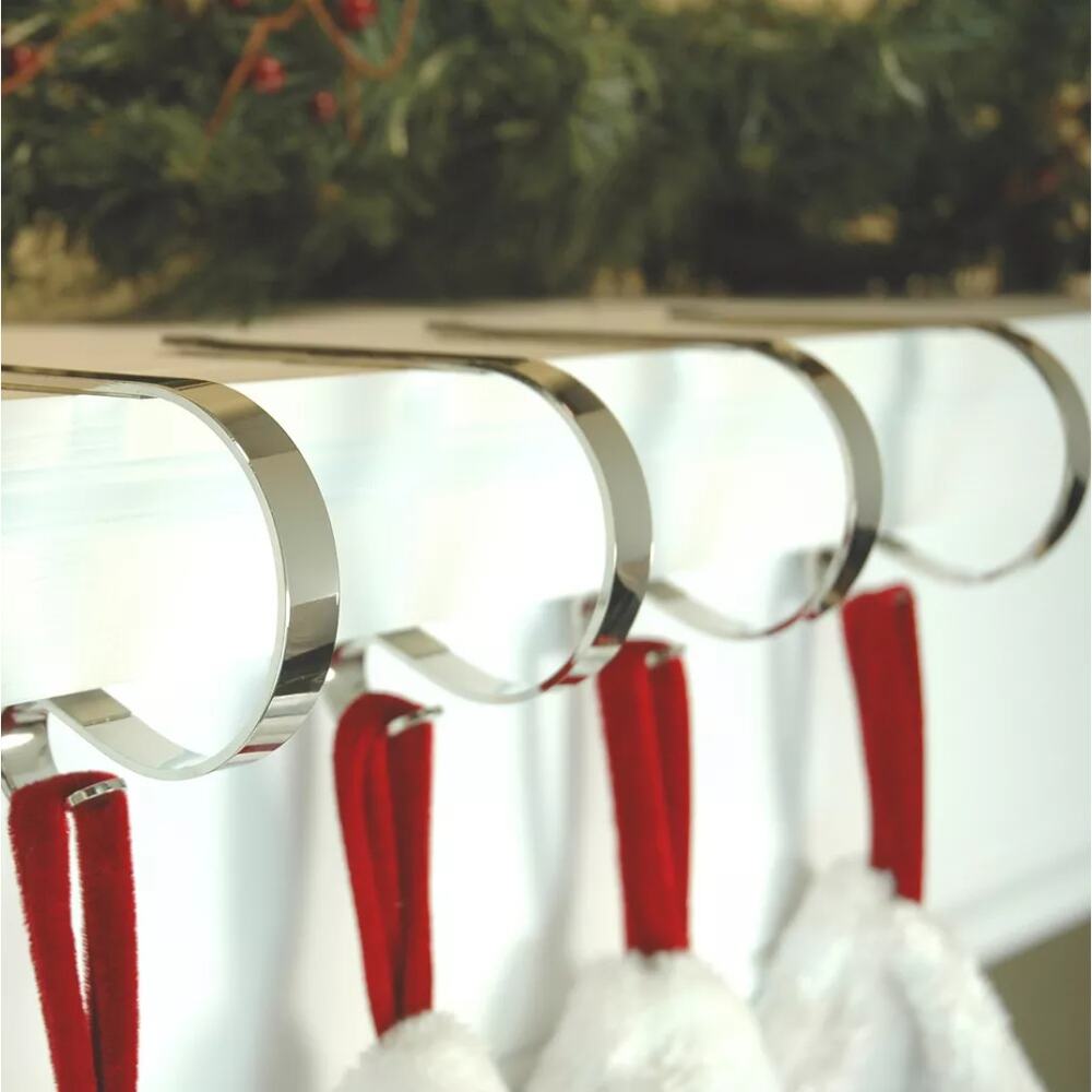 The Original Mantle Clip Christmas Stocking Garland Holder Silver Adjustable NEW